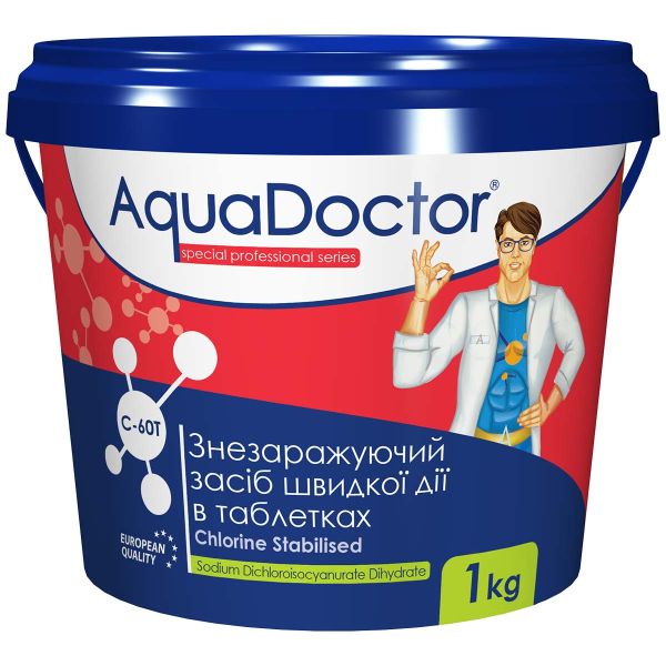 Хлор-ШОК AquaDoctor C-60T в пігулках 1кг